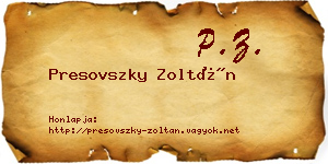 Presovszky Zoltán névjegykártya